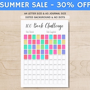 100 Book Reading Challenge - PRINTABLE Journal Page - Reading Tracker - Reading Log - Printable Planner Page- Book Challenge - Reading Game