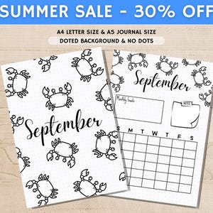 September Title Page - Summer Journal Title - September Calendar - PRINTABLE Calendar - Journal Title Page and Calendar - September Cover