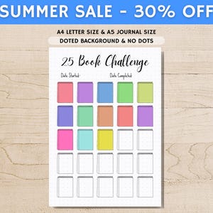 25 Book Reading Challenge - PRINTABLE Journal Page - Reading Tracker - Reading Log - Printable Planner Page- Book Challenge - Reading Game