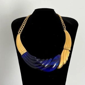 Vintage Park Lane  Blue & Gold Chunky Necklace