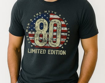 80th Birthday Shirt for Men, Retro Legend Gift for Grandpa, The Man The Myth 008