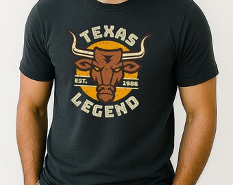 Vintage Texas Legend Shirt Est 1985, 41st Birthday Gift for Men, Western Longhorn Tee, Gift for Husband Dad Brother Boss Friend