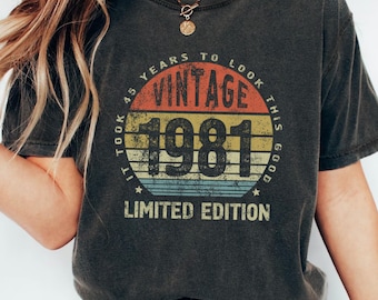 Vintage 1981 Shirt, It Took 45 Years to Look This Good Tee, 45th Birthday Gift for Best Friend Coworker, Millennial Retro Party Outfit