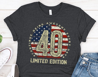 40th Birthday shirt Men, Vintage 1986 American Flag Shirt, Patriotic Dad Sweatshirt, 40 Years Old Husband Tee, Retro USA Bday Party Top