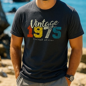 Vintage 1975 50th Birthday T-Shirt for Dad, Husband Funny Old Style Gift