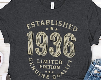 90th Birthday Shirt Grandma, 1936 90 shirt for Grandpa, Established 1936 Tee, Men and Women Party Present