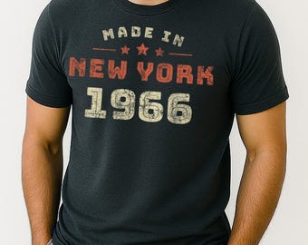Vintage Made in New York 1966 Shirt, 60th Birthday Gift Men Women, Native New Yorker Tee, Empire State Roots, 60 Years Old Retro