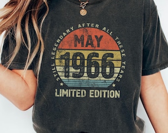 60th Birthday Shirt May 1966, Still Legendary After All These Years Tee, Gift for Husband Wife Mom Dad, Retro Sunset Limited Edition