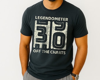 30th Birthday Shirt Legendometer 1996, Funny 30th Birthday Gift for Son, Husband 30th Bday Tee, 30 Years Off The Charts, Vintage 1996 Tee