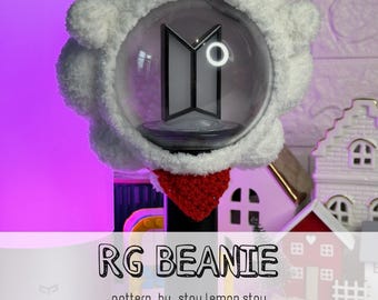RJ Crochet Lightstick Cover Pattern PDF | BT21 Sheep Beanie with Bandana | Kpop ARMY Gift