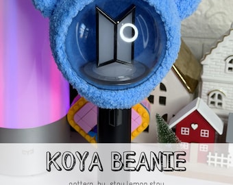 Koya Crochet Lightstick Cover Pattern PDF | BTS BT21 Bear Beanie | Kpop Fan Gift