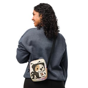 Bolso bandolera con diseño de perro chibi: adorable bolso de perrito kawaii, bolso de hombro con estampado de perro de dibujos animados, regalo para amantes de los perros.