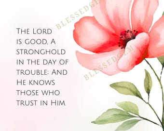 Floral Watercolor Scripture Print Set: Bible Verse Wall Art (Digital Download, 8x10in