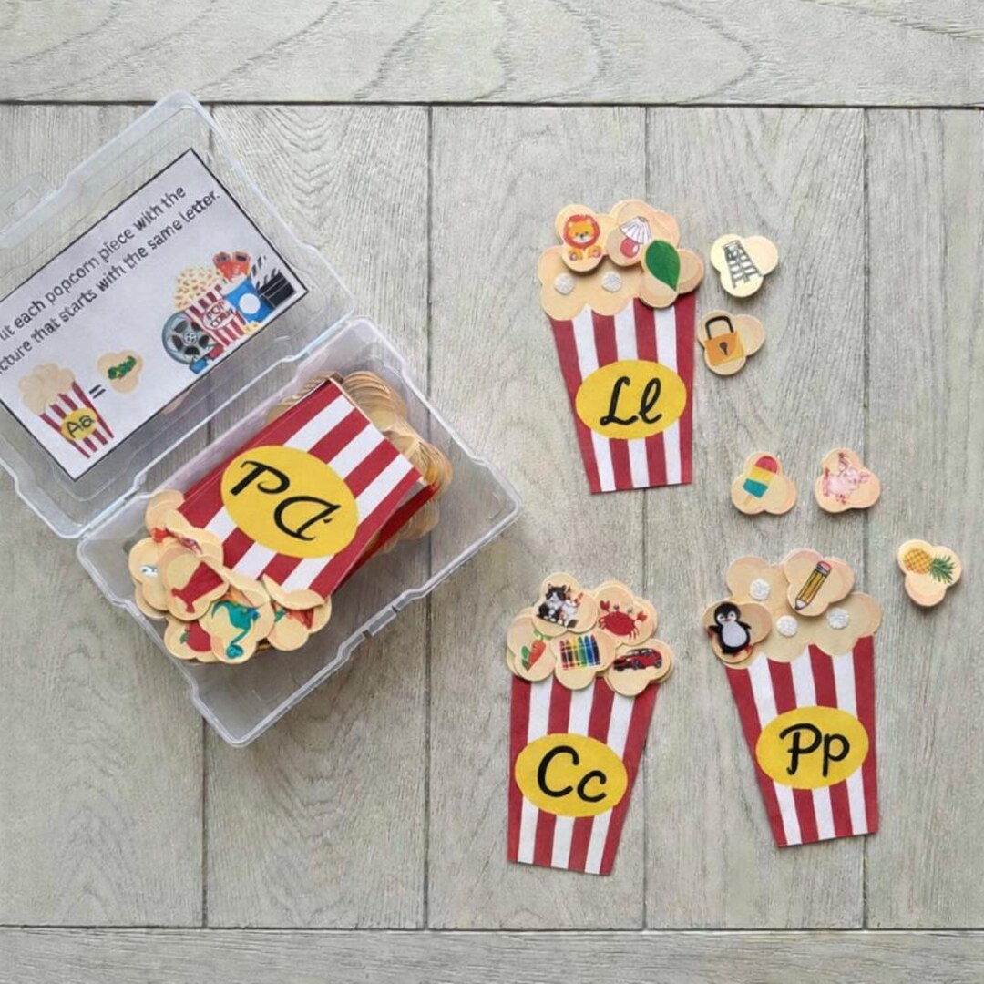 Cursive Popcorn CURSIVE Popcorn Letter Match DIGITAL DOWNLOAD - Etsy