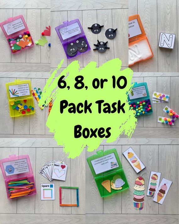 6, 8, 10 Pack Finished Task Boxes | Fine Motor Activities | Montessori Learning | Homeschool Kits