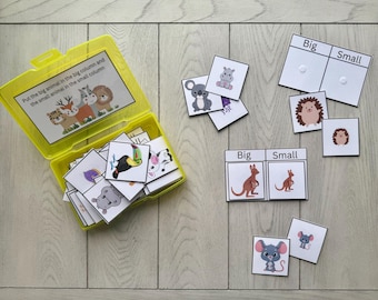 Animal Size Sorting Task Box | Preschool Matching Activity (Printable)
