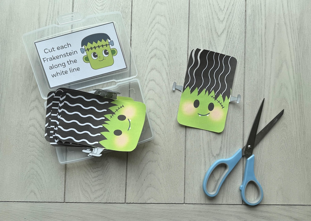Frankensnips Scissor Skills Task Box: Frankenstein Craft (PDF ...