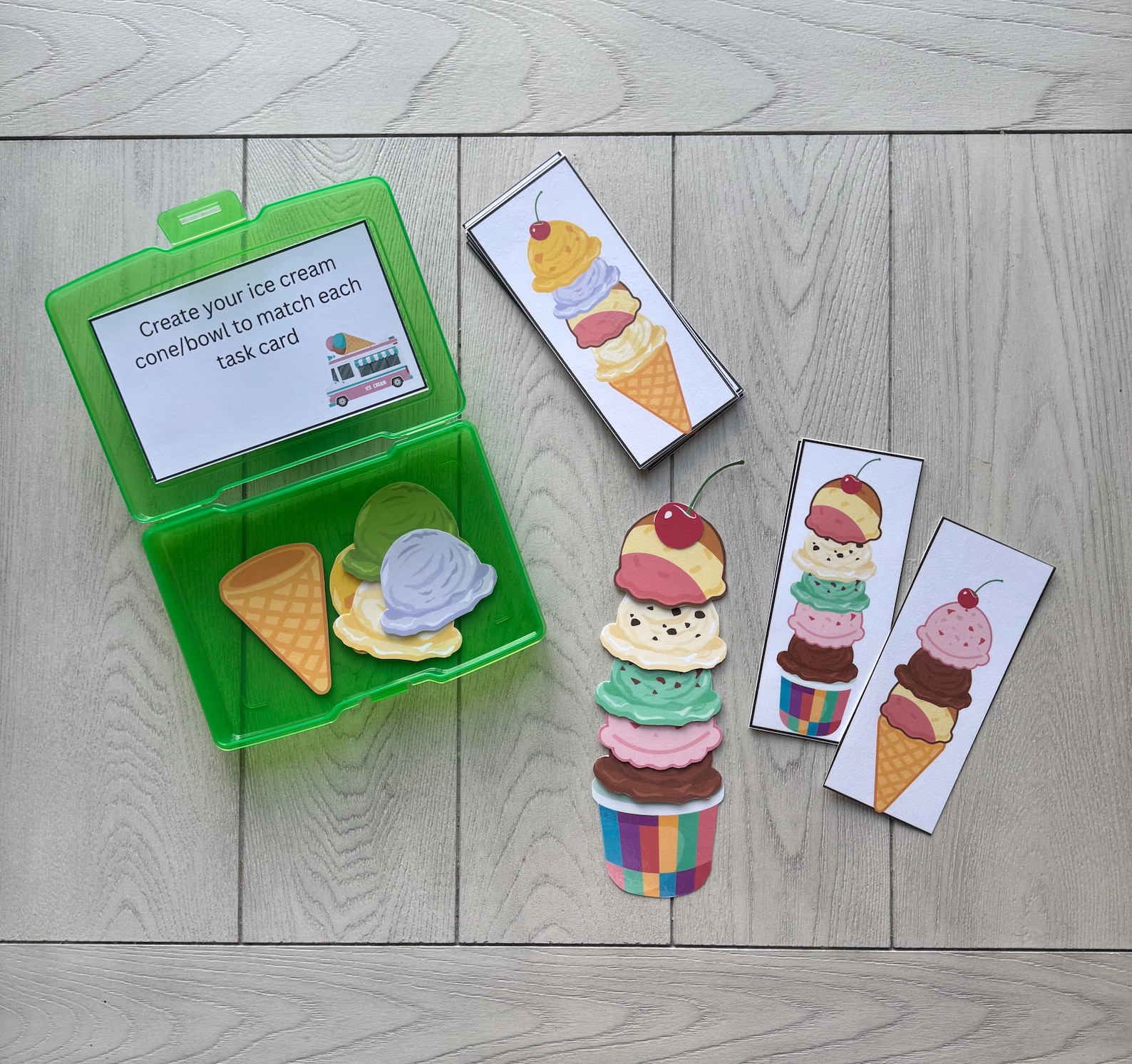 Ice Cream Matching Game | Preschool Learning Task Box - Etsy