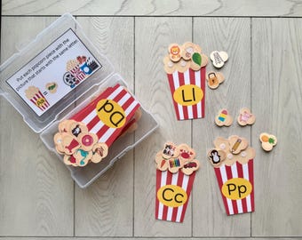 Popcorn Letter Match: Alphabet Task Box - Preschool Learning (Digital Download)