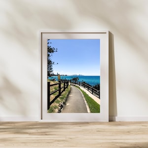 Sendero Burleigh Head, horizonte de Gold Coast, paisaje australiano, impresión fotográfica, descarga digital, arte mural