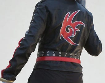 Handmade Shadow Cosplay Jacket | Black Leather Shadow the Hedgehog