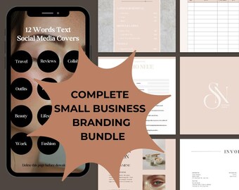 Small Business Branding Bundle, 55-Page Editable Canva Templates, Custom Brand Kit, Instant Download, Editable Social Media Branding Bundle