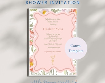Editable Floral Bridal Shower Invitation - Boho Garden Canva Template - Printable Digital Download - Bridal Party Invite