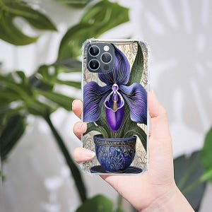 Paphiopedilum Art iPhone 12 Series Soft Rubber & Clear Orchid Phone Case