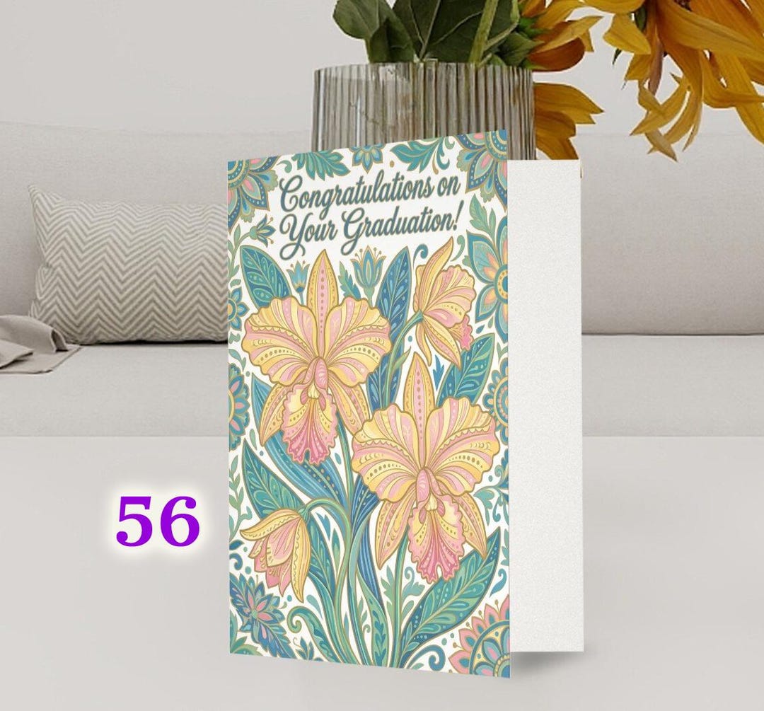 Graduation Cattleya Orchid Greeting Card | Single Greeting Card With ...