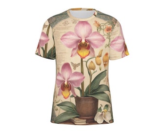 Orchid T-Shirt | Vintage Botanical Print TShirt | 100% Cotton Graphic Tee | Lots of Colors to Choose From