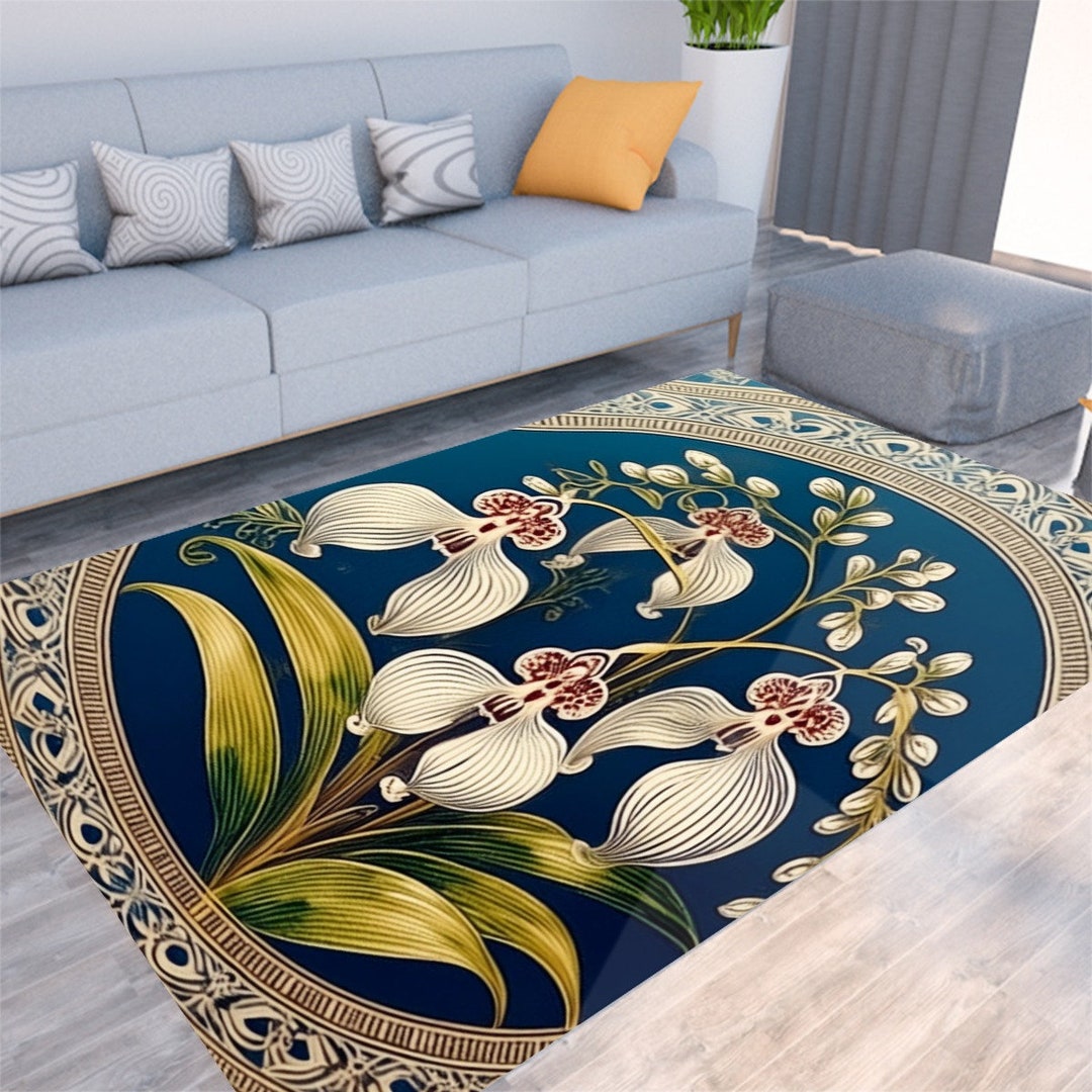 Orchidea Rugs Tolumnia Orchid Print Rectangle Carpet | Orchid Floor Mat - Etsy