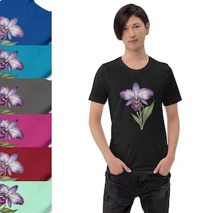 100% Cotton Cattleya Orchid Unisex T-Shirt | Orchid Print Tee | Orchid Gift for Him or Her