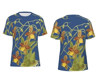 Oncidium Loxense Orchid Print Graphic Tee | 100% Cotton Orchid Print T-Shirt | Orchid Shirt