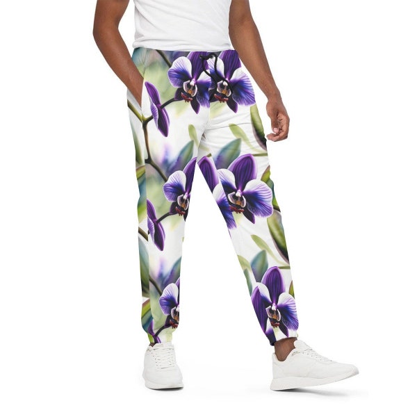 Unisex Warm Orchid Print Sweat Pants | 100% Cotton Joggers with Pockets