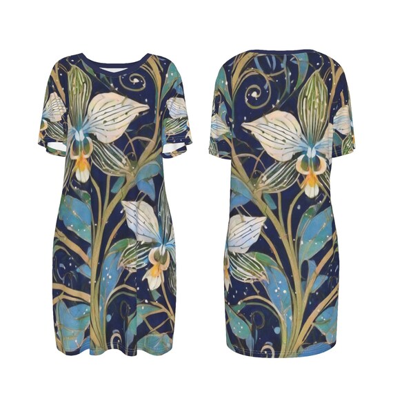 blue midi a line dress ROVE Linen Midi Dress Off-shoulder main image 1