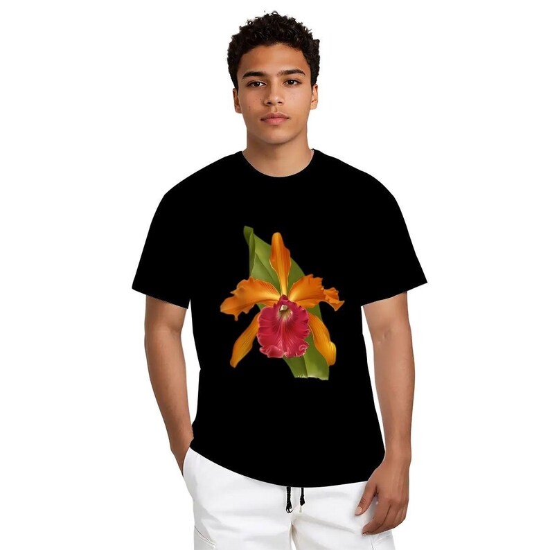 Laelio Cattleya Truffautiana Unisex Cotton T-Shirt (Made in USA) | Cotton Orchid Tee image 2