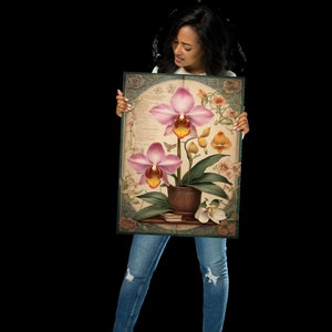 Cattleya Botanical Sketch Enhanced Matte Paper Poster 8 opciones, 4 tamaños