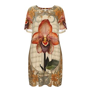 Orchid Print Embroidered Gown