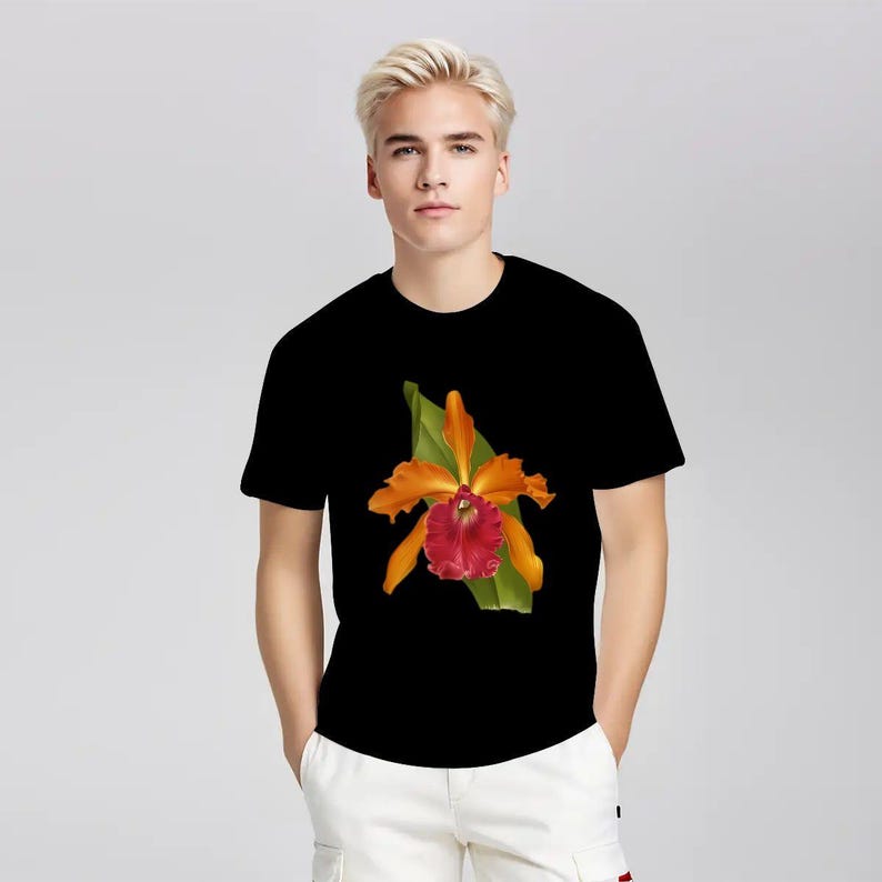 Laelio Cattleya Truffautiana Unisex Cotton T-Shirt (Made in USA) | Cotton Orchid Tee image 1