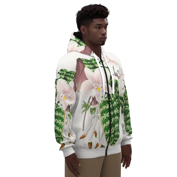 Maui Orchid Whisperer Logo Hoodie | 100% Cotton phalaenopsis schilleriana print Unisex Hooded Jacket