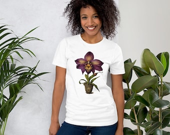 100% Cotton Cattleya Orchid Unisex T-Shirt | Orchid Print Tee | Orchid Gift for Him or Her