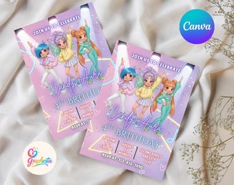 Kpop Demon Hunters Birthday Invitation - Editable Canva Template - Huntrix - Printable Birthday Party Invite Digital Download