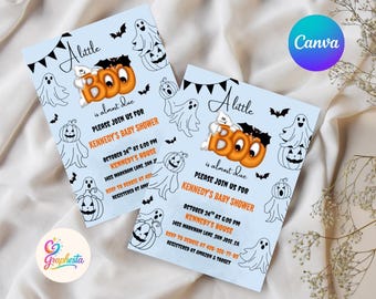 Invito per baby shower di Halloween di Little Boo Invito per baby shower di Halloween di Ghost Baby Shower Invite stampabile per baby shower di Little Boo