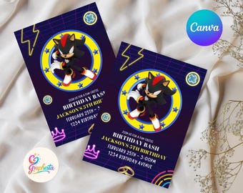 Sonic Birthday Invitation, Super Hedgehog Boys Party Invite, Super Sonic Party Invitation, Editable Sonic Invite Template, Canva Template