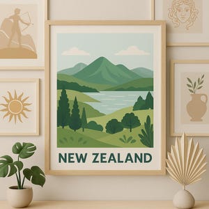 Neuseeland Karte Wandkunst, Minimalistisches Aotearoa Poster, Druckbare Moderne Reise Dekoration, Digital Download