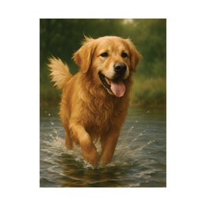 Golden Retriever Matte Vertical Poster, Not Digital Copy, Dog Lover Wall Art, Pet Home Decor, Gift for Dog Owners, Animal Lover Gift