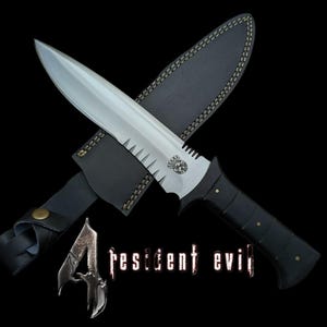 RE4 Replica Knife Custom Handmade D2 Steel Full Tang Resident Evil 4 Leon Kennedy&#39;s Knife | Game Knife | Christmas Gift | Cosplay Prop Knife