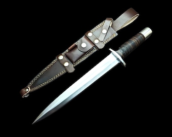 Handmade D2 Steel Arkansas Toothpick Knife: Double Edge Hunting Survival Knife with Leather Sheath