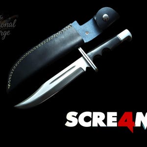 Scream Replica Knife: Bloody Ghost face Replica Buck 120 Hunting Knife | Movie Replica | Real Blade | Anniversary Gift | Horror Movie Prop