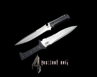 Replica del coltello RE4 Jack Krauser: acciaio D2 a codolo intero con fodero in pelle